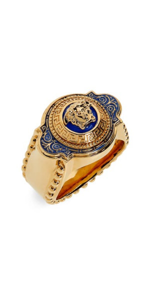Versace - Men's Western Medusa Ring in Gold-Bright Blue at Nordstrom