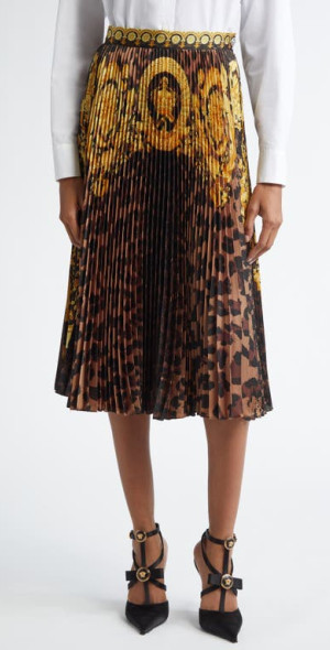 Nordstrom gold pleated skirt hotsell