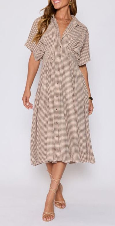 VICI Collection - Jessica Gingham Shirtdress in Brown/Cream at Nordstrom,  Size X-Small
