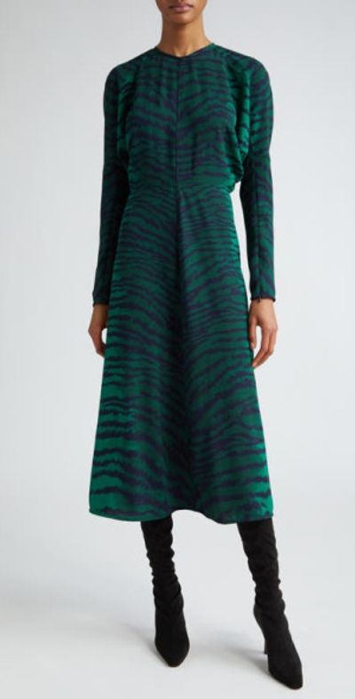 knee length dresses for ladies tiger print open back long sleeve dress – RK Collections Boutique
