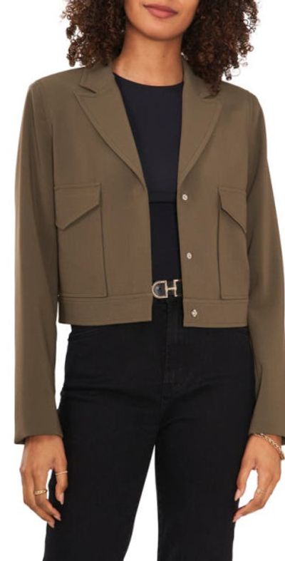 Vince Camuto Vince Camuto Notched Lapel Crop Blazer in Light Olive at Nordstrom, Size 2
