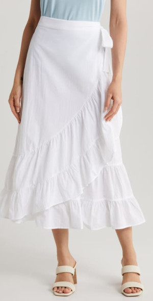 Cotton Skirt White Wrap Skirt Midi Cotton Skirt White Wrap Skirt