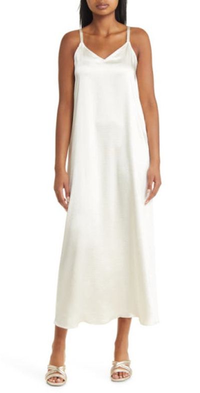 vince camuto satin dress Vince Camuto Bow-Neck Satin Shift Dress - Bronze