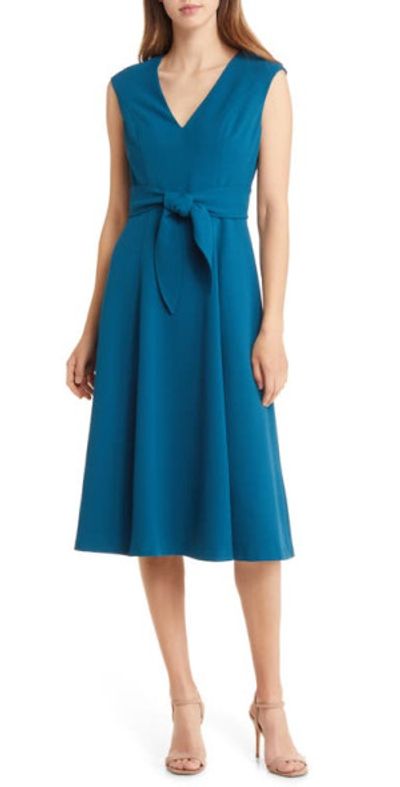 Vince Camuto Signature Stretch Crepe Midi Dress in Peacock at