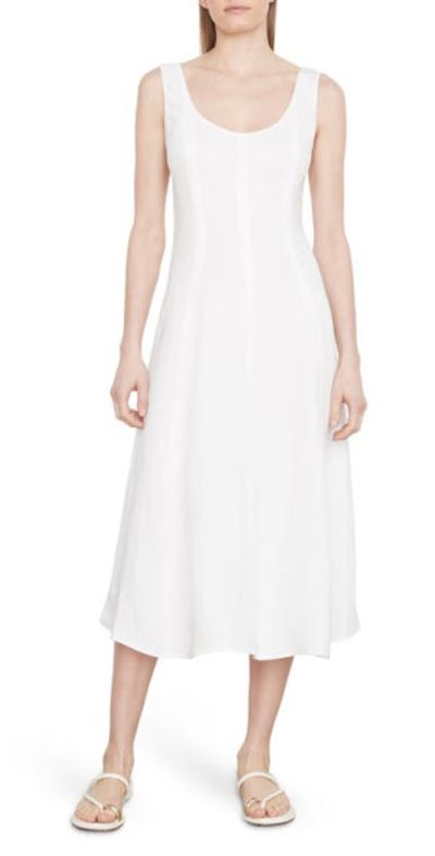 Vince Panelled Sleeveless Midi Dress in Off White at Nordstrom