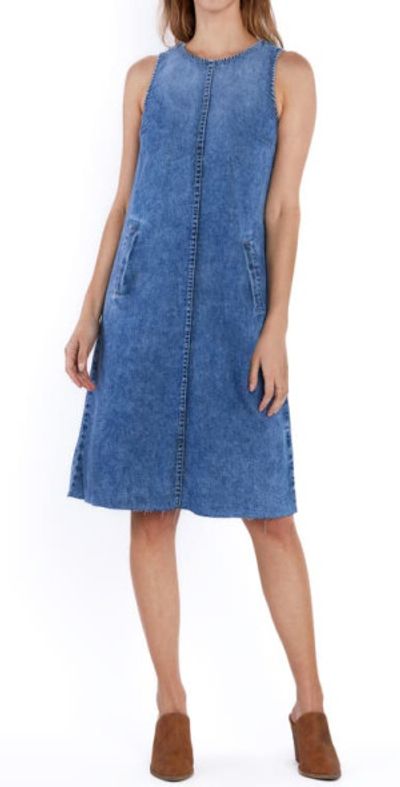 white christmas dresses Wash Lab Denim Tie Waist Long Sleeve Denim Maxi Shirtdress main image 0