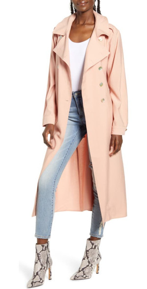 WAYF Noveau Belted Trench Coat in Blush at Nordstrom, Size Small
