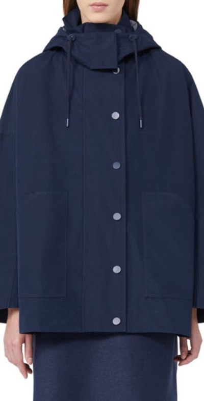Weekend Max Mara Weekend Max Mara Labbro Hooded Raincoat in Navy at Nordstrom, Size 12