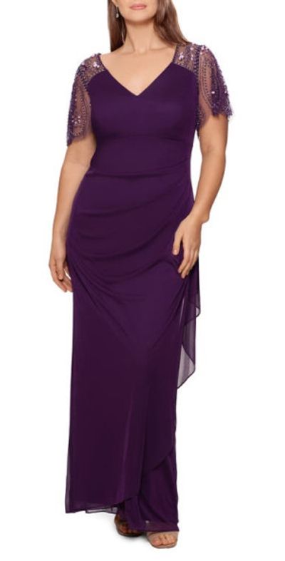 Xscape - Embellished Chiffon Column Gown in Plum/Plum at Nordstrom Xscape - Embellished Chiffon Column Gown in Plum/Plum at Nordstrom