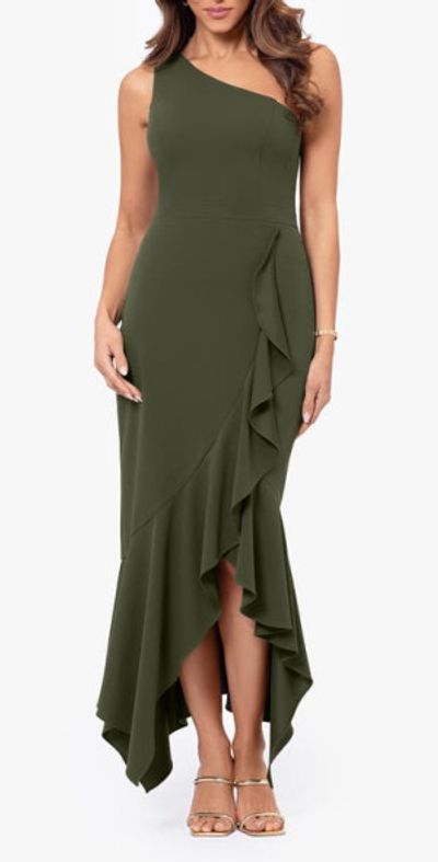 xscape asymmetrical one-shoulder dress Xscape Women's One Shoulder Sash Dress - Black