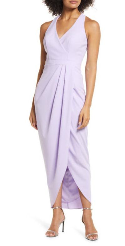 purple tulip hem dress All in Favor - Sleeveless Hi-Low Tulip Hem Dip Back Dress - Purple - Sz Medium