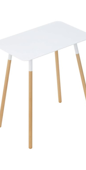 Yamazaki 4382 TOSCA Side Table, white, Steel/Wood, 42 x 22 x 56.5 cm