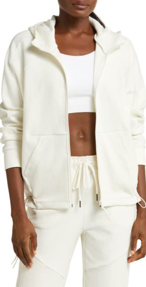 zella - Downtown Sport Zip Hoodie in Ivory Egret at Nordstrom
