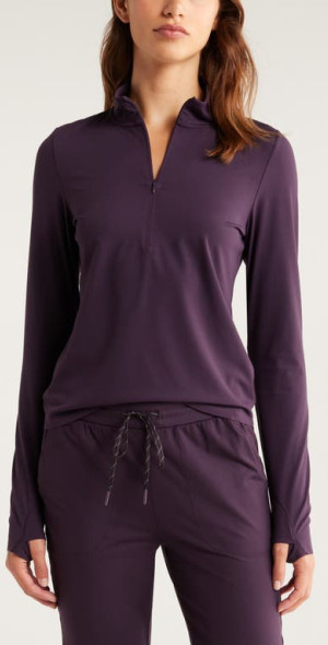 アブがルシルリール Zella - Luxe Lite Half Zip Performance Top in Purple Nebula at