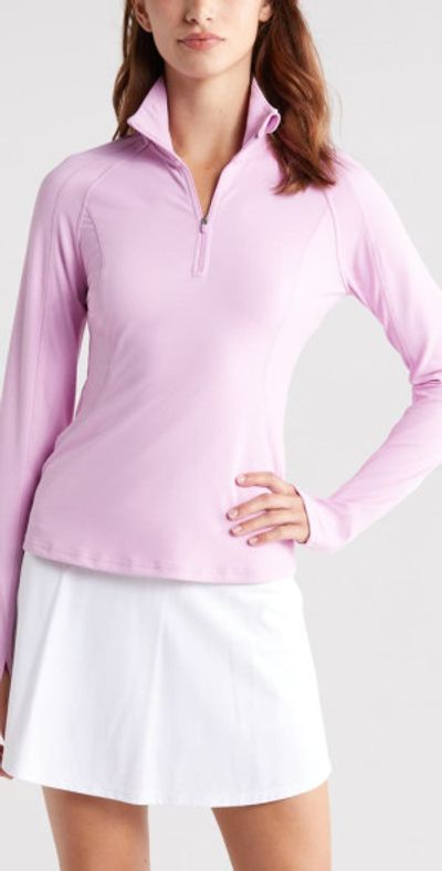 Zella Replay Piqué Quarter Zip Top in Purple Pastel at Nordstrom