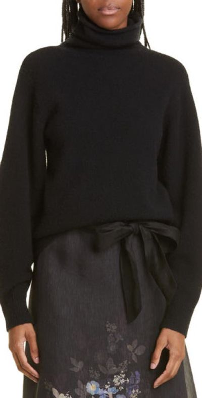 Zimmermann Brushed Merino Wool Turtleneck Sweater in Black at