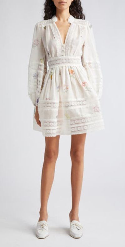 fitted lace wedding dress Zimmermann Wavelength Scallop Frill Dress