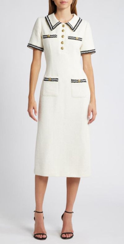 ZOE AND CLAIRE - Button Front Tweed Dress in Ivory at Nordstrom, Size Small