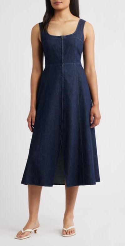 nordstrom a line dress House OF CB Lillia Bow-Detail Cotton-stretch Midi swaying skirt ZOE AND CLAIRE - Denim