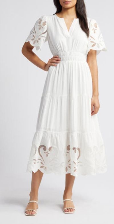 knee length dresses for ladies Crochet Twofer Midi Dress main image 0