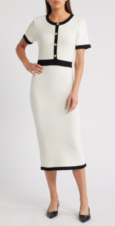 ZOE AND CLAIRE - Short Sleeve Sweater Dress in Off White at Nordstrom, Size  Small