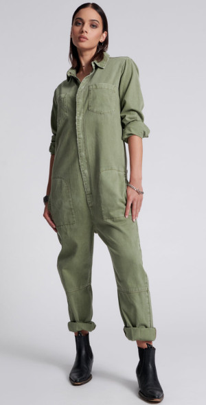 ONE TEASPOON Womens Khaki Logo Jacquard Prophecy Jumpsuit - Khaki main image 0