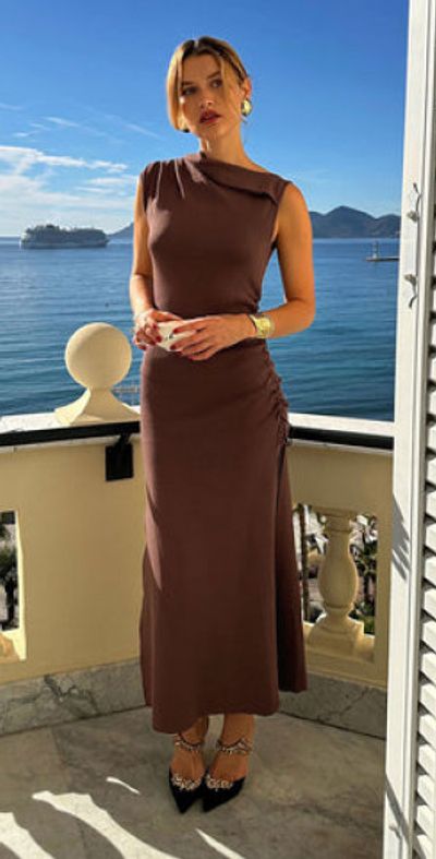 knee length dresses for ladies Moorey Maxi Dress Brown main image 0