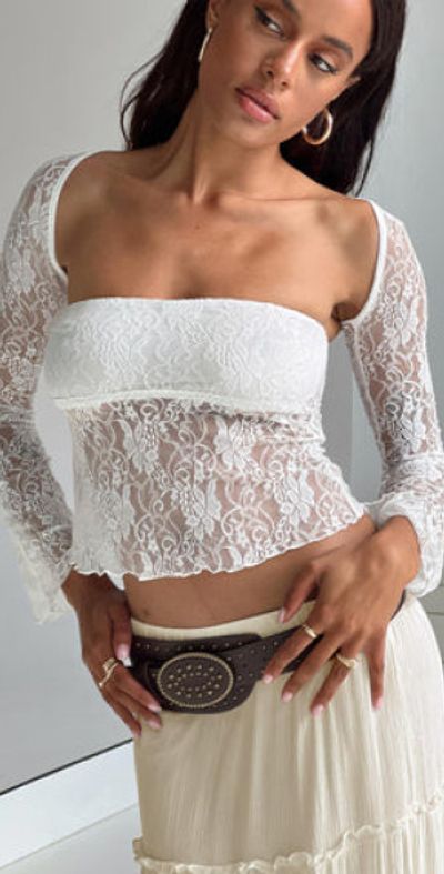 white strapless lace dress Already Know Lace Maxi Dress