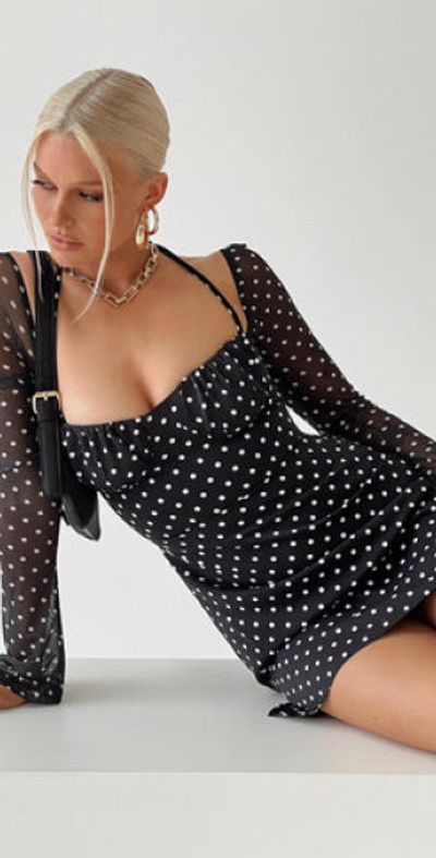 princess polly black polka dot dress Emily Maxi Dress Black Polka Dot