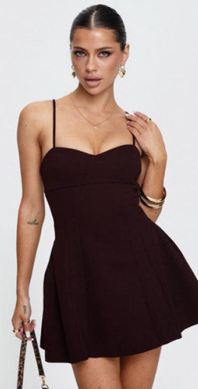 Princess Polly Lower Impact - Abdul Mini Dress Wine Princess Polly Lower Impact - Abdul Mini Dress Wine