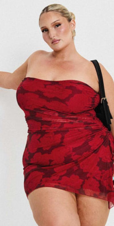 mini dress jacquard Benian Mini Dress in Satin Jacquard Red , Pleated , Crew Neck , Zip Up