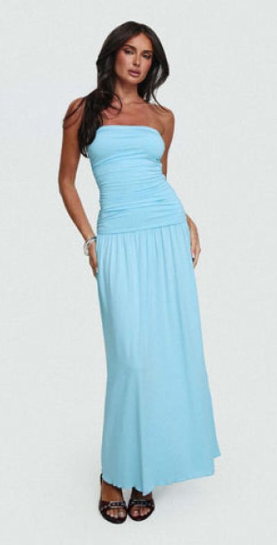 Princess Polly Lower Impact - Glorie Strapless Maxi Dress Light Blue