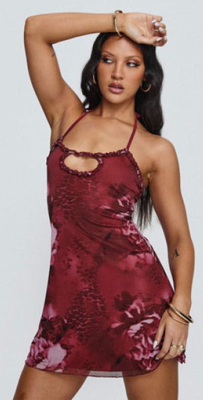 Princess Polly Lower Impact - Hellita Mini Dress Red Floral