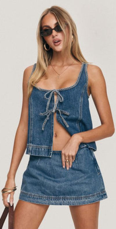 Princess Polly Lower Impact Stefenie Denim Skort Mid Wash