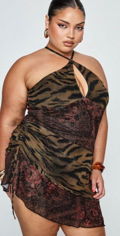 Princess Polly Lower Impact - Syrefena Halter Mini Dress Multi Curve Princess Polly Lower Impact - Syrefena Halter Mini Dress Multi Curve