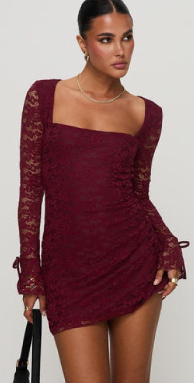 open lace back dress Glendon Mini Dress Burgundy main image 0