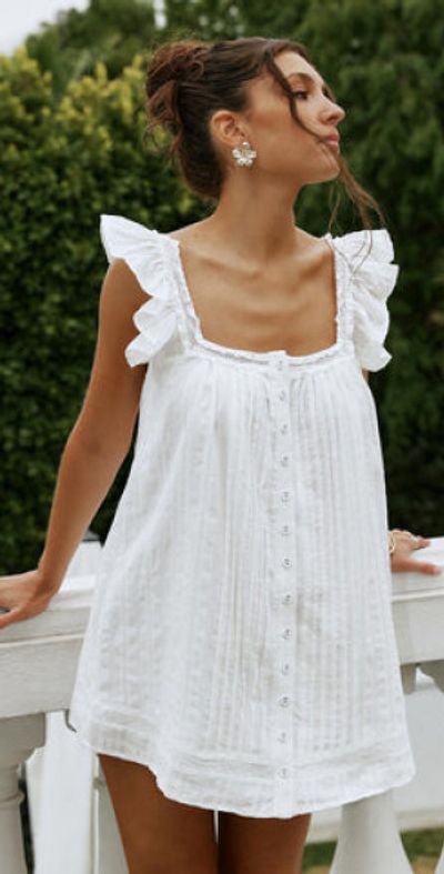 open lace back dress Summer Break Mini Dress White main image 1