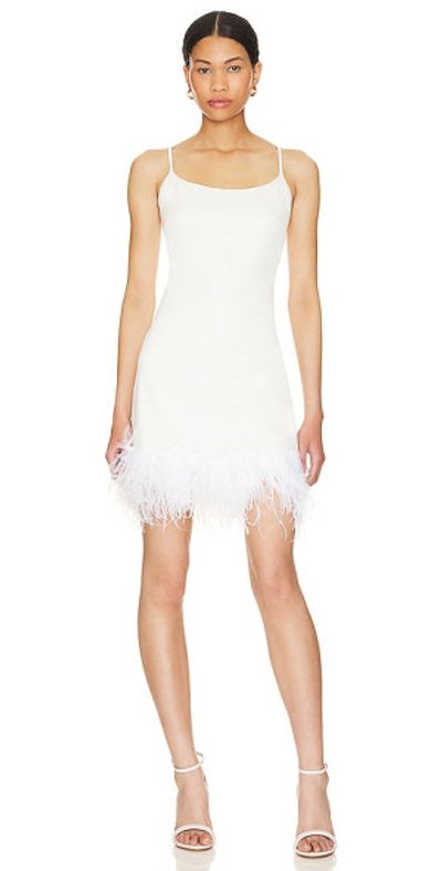 Commando - Faux Leather Spaghetti A-line Dress with Feathers