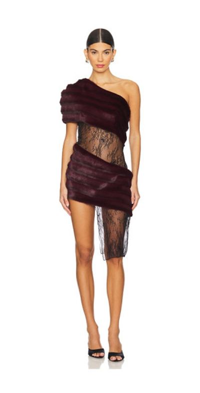 Kim Shui Aubergine Faux Fur Combo Dress - Main Image