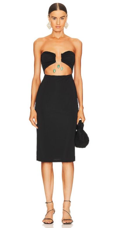 everly midi dress Everly Black Floral Midi Bodycon Dress S