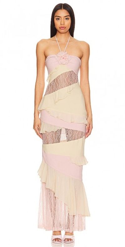 lovers and friends pink and yellow lace dress Lovers and Friends