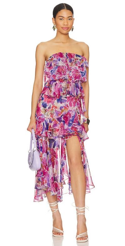 open lace back dress Cinq à Sept Women's Halbini Dahlia Print Minidress - Lavender Crystal Multi main image 0