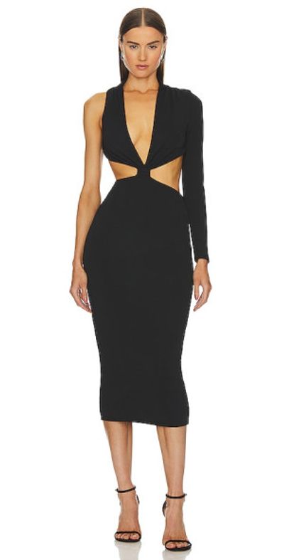 3/4 sleeve midi dresses for women Shimmering 3/4 Sleeve A-Line Midi Dress