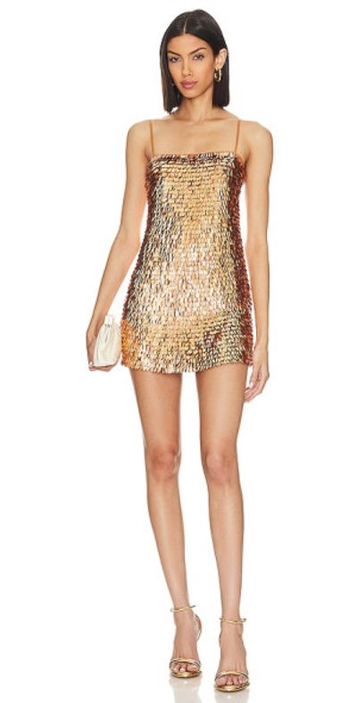 kylie jenner gold dress wedding Retrofete Heather Mini Dress