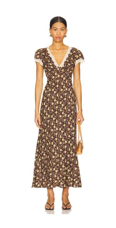 rixo dresses Amari Silk-Velvet Midi Dress in Black main image 1