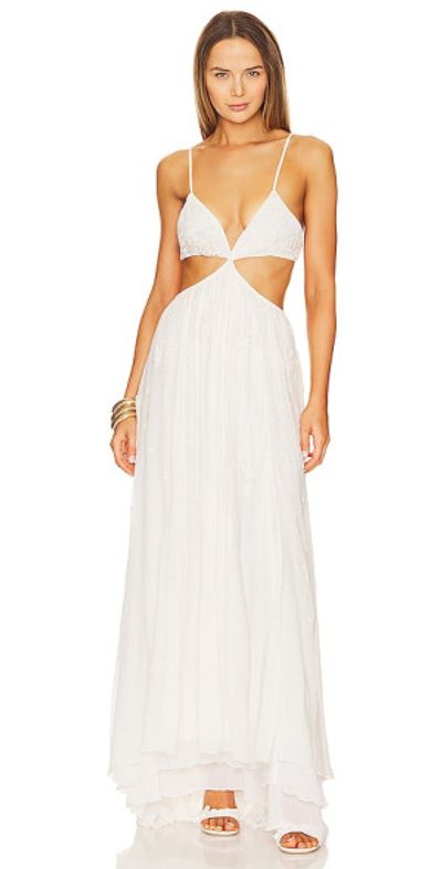 white christmas dresses Dancing Queen 8736 - Long A-Line Dress - Sweetheart Lining, Sleeveless, Intricate Beadwork, Pleated Skirt, Thin Waistband XL / Champagne