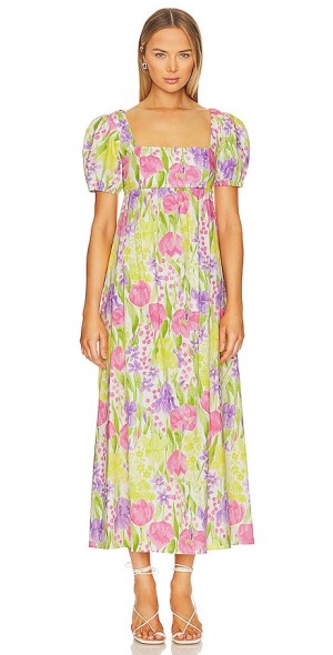 Show Me Your Mumu Womens Smitten Midi Dress Brunei