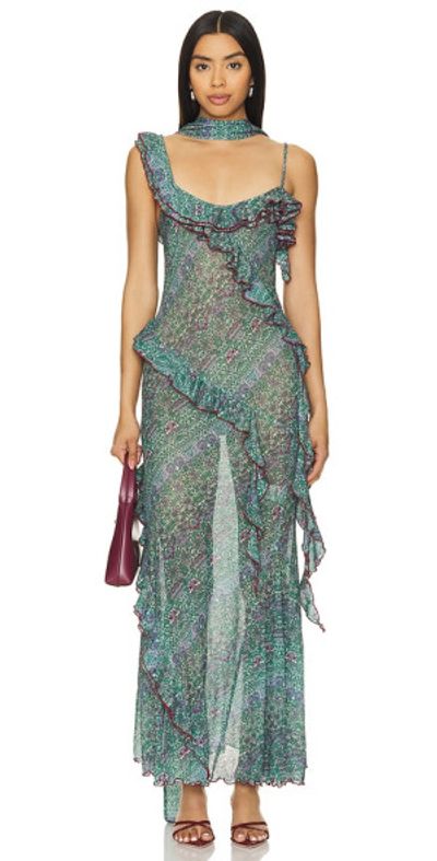 green emerald velvet dress Monica Smocked Dress