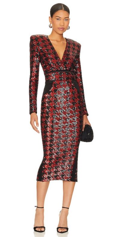 zhivago dresses Women's Betsey Stretch-Satin Gown - Ink stopping dress features stitched satin paneling and chains from shoulder to waist Zhivago Orange Polyester Plunge Front