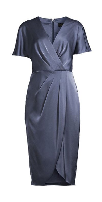 knee length dresses for ladies Aidan Mattox Bonded Crepe Midi Dress, 4 / Blue